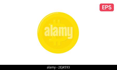 Bitcoin Icon. Vector isolated illustration of a coin with the bitcoin sign Stock Vector