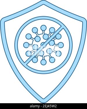 Shield From Coronavirus Icon. Thin Line With Blue Fill Design. Vector Illustration. Stock Vector
