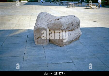 A 1993 sculpture, part of a work called ‘Man’, in Paternoster Square, City of London, England, UK 1993. Collaborating on the sculpture, built onsite were sculptors Alexander Macgregor and Richard Clark. This was part of 1993’s ‘Art in the City’ and was aimed at setting sculpture amongst the green spaces and the distinctive architecture of the City of London. Stock Photo