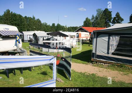 CARAVANS ON CAMPING for summer vacations Stock Photo