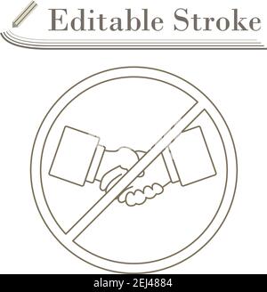 No Hand Shake Icon. Editable Stroke Simple Design. Vector Illustration. Stock Vector