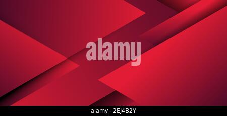 Abstract red geometric triangles overlapping layer paper cut style background. Vector illustration Stock Vector