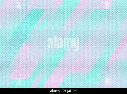 Abstract background blue and pink diagonal geometric stripes pattern with polka dot texture. Vector illustration Stock Vector