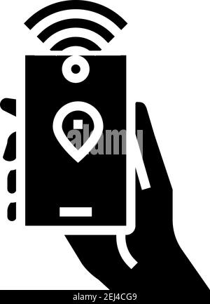 smartphone with rfid nfc technology glyph icon vector illustration Stock Vector