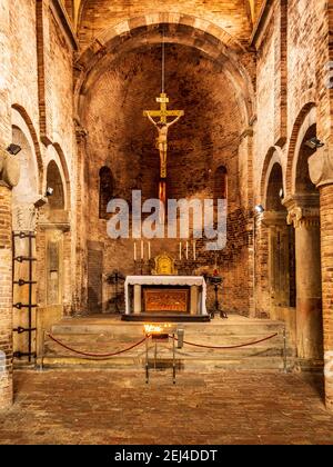 Altar at Basilica of Santo Stefano, Basilica di Santo Stefano, St Stephen's Basilica - complex of seven churches in central Bologna, dating from C5th Stock Photo