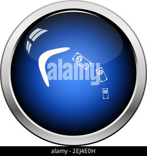 Cashback Boomerang Icon. Glossy Button Design. Vector Illustration. Stock Vector