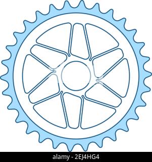 Bike Gear Star Icon. Thin Line With Blue Fill Design. Vector Illustration. Stock Vector