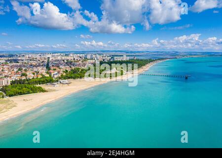 Aerial view of the main beach of the bulgarian town Bourgas Stock Photo
