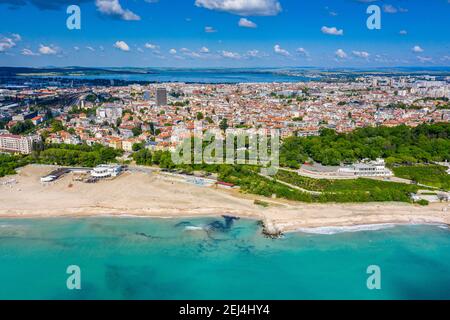 Aerial view of the main beach of the bulgarian town Bourgas Stock Photo