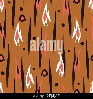 Seamless vector pattern with abstract animal fur texture on beige background. Simple effective safari wallpaper design. Ideal for fabric textile. Stock Vector