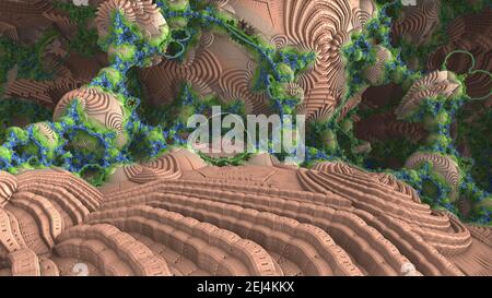 Fantastic 3D fractal background with recursive structures und shapes ...