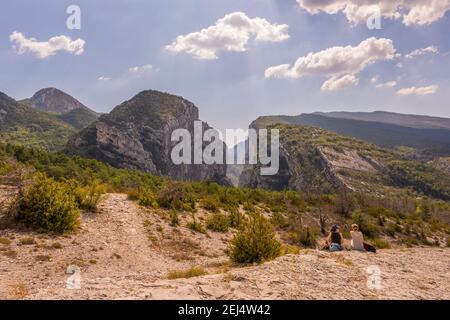 Sunny day at Point Sublime in Verdon Gorge, France Stock Photo