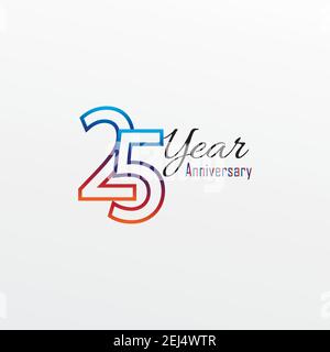 25 years anniversary celebration blue Colors Comical Design logotype. anniversary logo isolated on White background Stock Vector