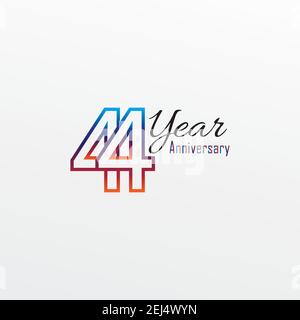44 years anniversary celebration blue Colors Comical Design logotype. anniversary logo isolated on White background Stock Vector