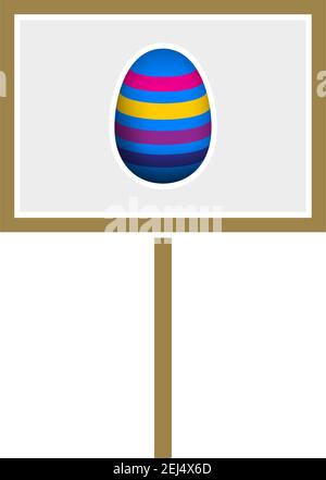 Easter Pointer With Egg Icon. Flat Color Design. Vector Illustration. Stock Vector