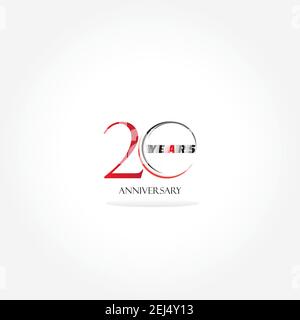 20 years anniversary linked logotype with red color isolated on white background for company celebration event Stock Vector