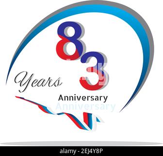 83 anniversary celebration logotype green and red colored. seventy eight years birthday logo on white background. Stock Vector
