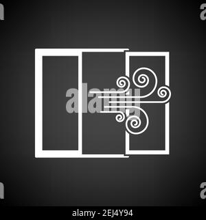 Room Ventilation Icon. White on Black Background. Vector Illustration. Stock Vector