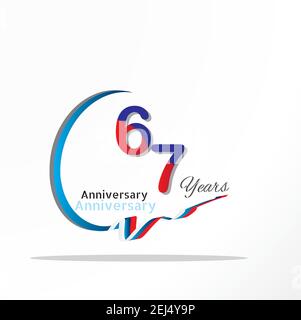 67 anniversary celebration logotype green and red colored. seventy eight years birthday logo on white background. Stock Vector