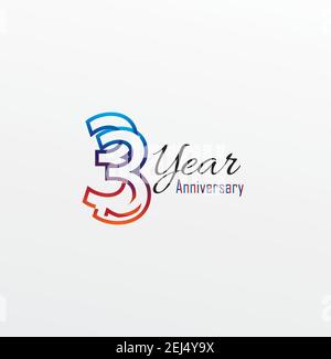 33 years anniversary celebration blue Colors Comical Design logotype. anniversary logo isolated on White background Stock Vector