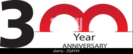 300 Year Anniversary Logo Vector Template Design Illustration white and red Stock Vector