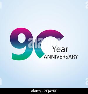90 Year Anniversary Logo Vector Template Design Illustration Stock Vector