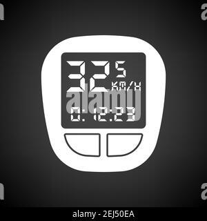 Bike Computer Icon. White on Black Background. Vector Illustration. Stock Vector