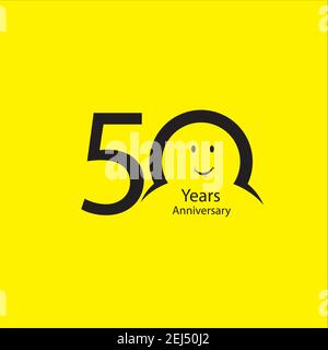 50 th anniversary numbers. years old yellow background logotype. Age congrats, congratulation idea. Isolated abstract graphic design template. Creativ Stock Vector