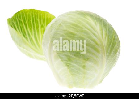 Cabbage with leaf isolated on white background Stock Photo