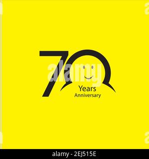 70 th anniversary numbers. years old yellow background logotype. Age congrats, congratulation idea. Isolated abstract graphic design template. Creativ Stock Vector