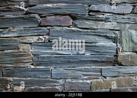 Rough Stone Block Wall of the Country House in Mestia Town of Georgia Stock Photo