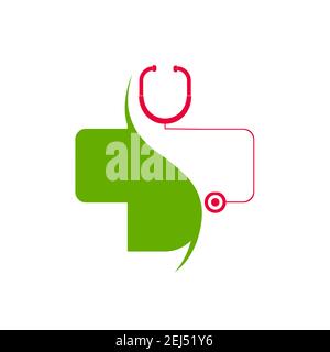 Doctor plus help cros stethoscope medical logo and symbols. Stock Vector