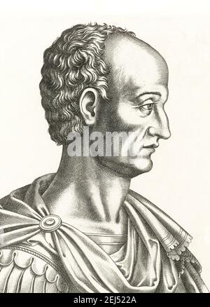Cicero. Portrait of Marcus Tullius Cicero  (106 BC - 43BC), engraving by René Boyvin, 1566 Stock Photo