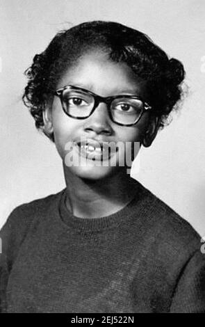 Claudette Colvin (b.1939). Portrait of the pioneer of the 1950s civil rights movement, taken in 1954.  On March 2, 1955, she was arrested at the age of 15 in Montgomery, Alabama, for refusing to give up her seat to a white woman on a crowded, segregated bus. This occurred nine months before the more widely known incident in which Rosa Parks, helped spark the 1955 Montgomery bus boycott. Stock Photo