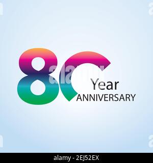 80 Year Anniversary Logo Vector Template Design Illustration Stock Vector