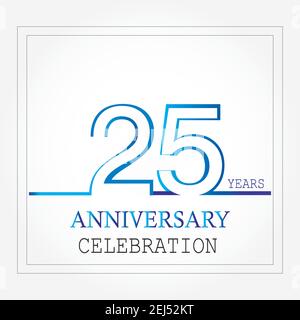 25 years anniversary logotype with single line white blue color for celebration Stock Vector