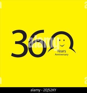 360 th anniversary numbers. years old yellow background logotype. Age congrats, congratulation idea. Isolated abstract graphic design template. Creati Stock Vector