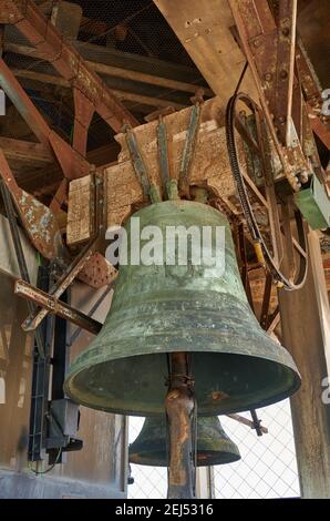 bell on St Mark's tower of Venice, Veneto, Italy Stock Photo