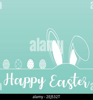 Easter card with rabbits ears and easter eggs Stock Vector