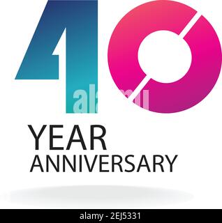 40 year anniversary invitation, greeting card, poster template, Anniversary Vector layered paper cut style number. Stock Vector