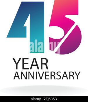 45 year anniversary invitation, greeting card, poster template, Anniversary Vector layered paper cut style number. Stock Vector