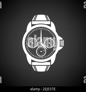 Business Watch Icon. White on Black Background. Vector Illustration. Stock Vector