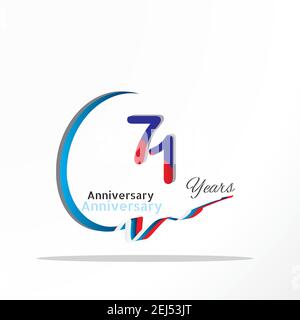 71 anniversary celebration logotype green and red colored. seventy eight years birthday logo on white background. Stock Vector