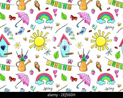 spring seamless pattern bright colors Stock Vector