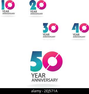 set year anniversary invitation, greeting card, poster template, Anniversary Vector layered paper cut style number. Stock Vector