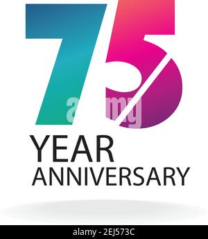 75 year anniversary invitation, greeting card, poster template, Anniversary Vector layered paper cut style number. Stock Vector