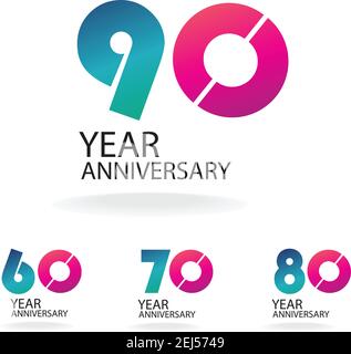 set year anniversary invitation, greeting card, poster template, Anniversary Vector layered paper cut style number. Stock Vector