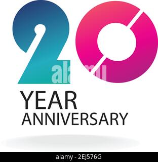 20 year anniversary invitation, greeting card, poster template, Anniversary Vector layered paper cut style number. Stock Vector