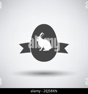Easter Egg With Ribbon Icon. Dark Gray on Gray Background With Round Shadow. Vector Illustration. Stock Vector