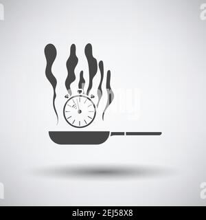 Pan With Stopwatch Icon. Dark Gray on Gray Background With Round Shadow. Vector Illustration. Stock Vector